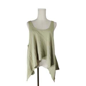 BiB! Women's Size S Sage Green Waffle Knit Asymmetrical Tank Top